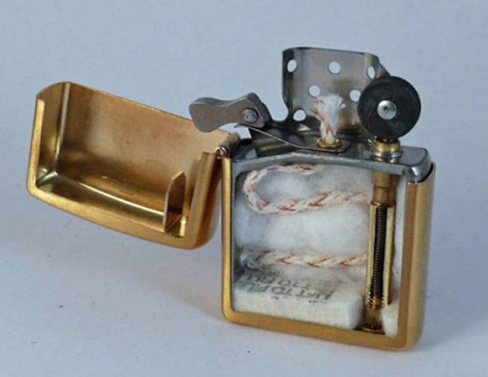 Inside of a Zippo Lighter