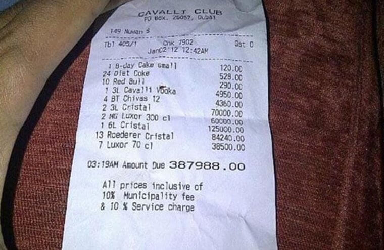 Jaw-Dropping Restaurant Bills