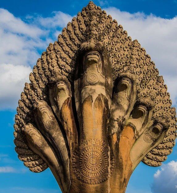 Cambodia's Seven-Headed Snake Statue