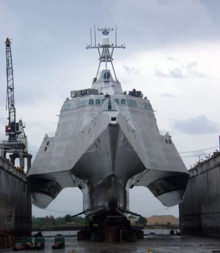 Modern Battleship Without Water Around It