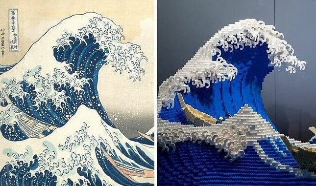 Hokusai's "Great Wave" Made Entirely Out of Legos