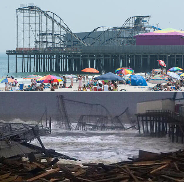 The Devastation of The Jersey Shore Boardwalk Before And After Hurricane Sandy