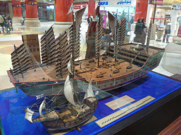 The Ships of Christopher Columbus and Chinese Explorer Zheng In The Same Era