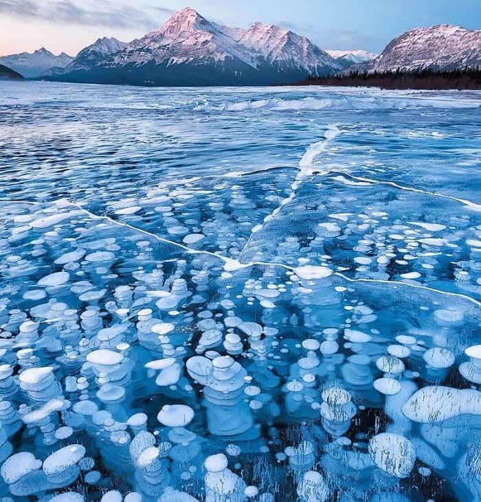 Methane Bubbles Under A Frozen Lake