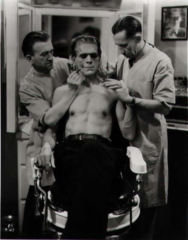 Boris Karloff and Frankenstein's Makeup, 1931