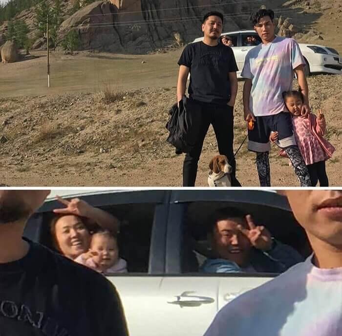 Two Families Posing At Once