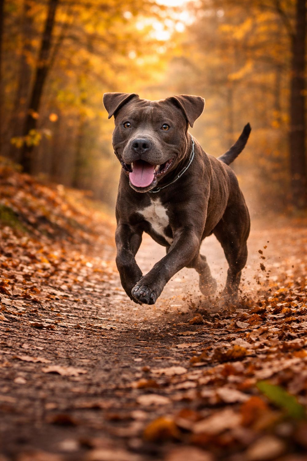 American Bully Dog Bravely Navigates Snow with Unique Hopping Gait