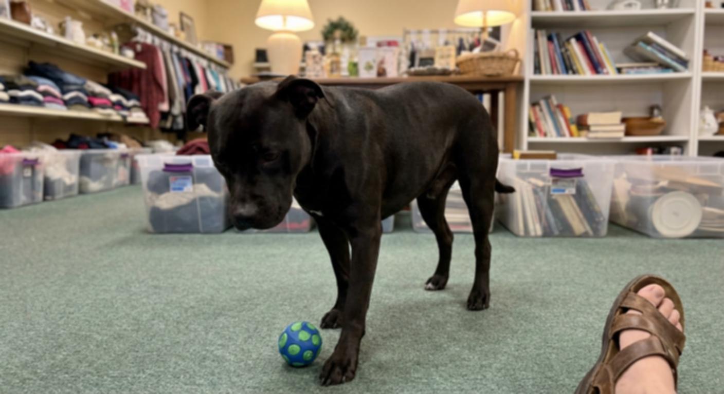 Sweet Thrift Store Mascot Makes Shopping Impossible Unless You Throw The Ball Back